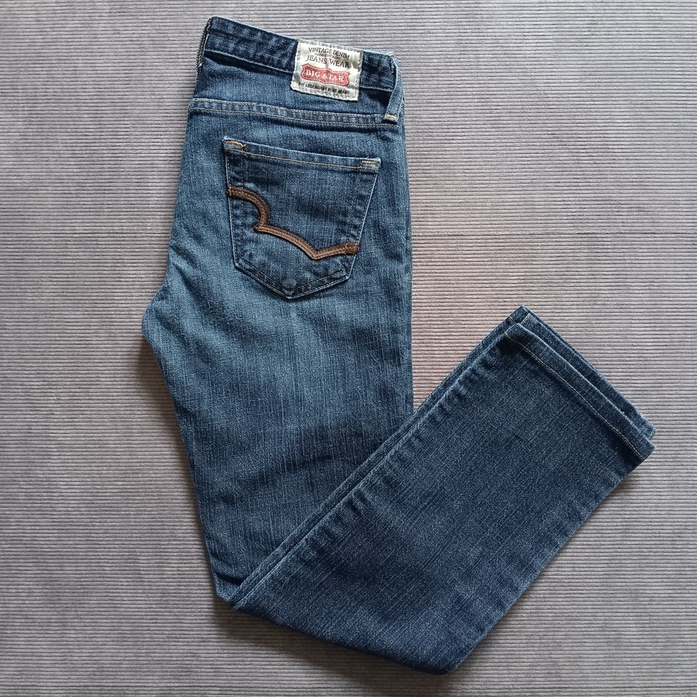Big Star Vintage Women's Jeans Liz Straight Skinny Low Rise Med Wash 27R *29